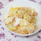 長ネギ豆腐ツナの簡単卵とじ